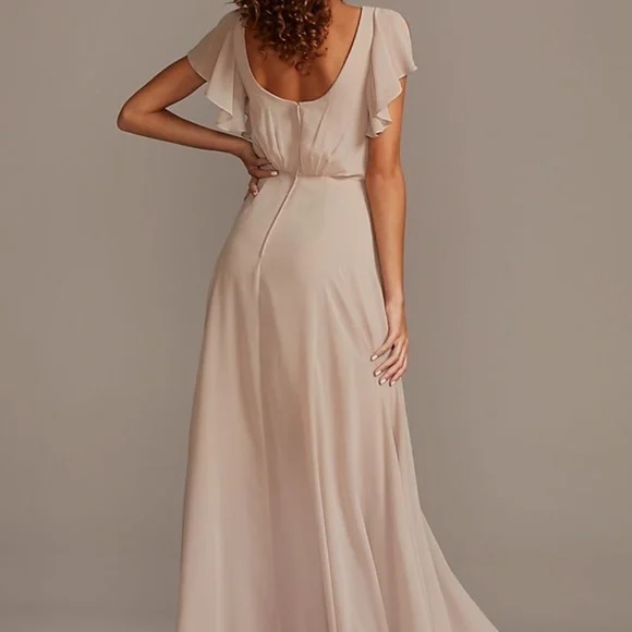 Davids Bridal Bridesmaid Dress with Flutter Sleeve Full Skirt - Picture 5 of 5